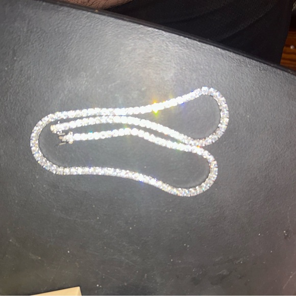 4mm Moissanite Tennis Chain 20 inch Necklace-VVS D-925 Sterling. Passes test. - Picture 3 of 14